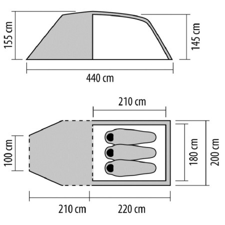Zelt für 3 Personen Coleman Chimney Rock 3 Plus