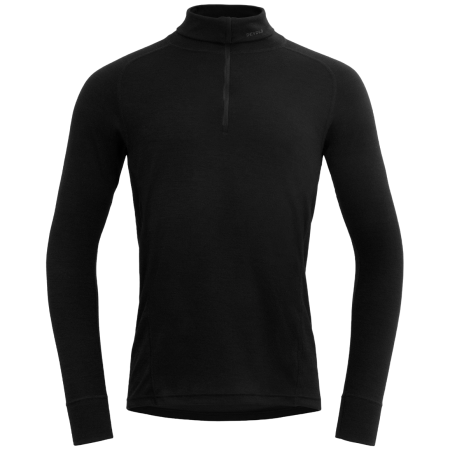 Herren-Rollkragenpullover Devold Duo Active Man Zip Neck schwarz/grau Black
