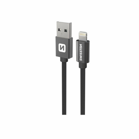 Lade- und Datenkabel Swissten Textile USB / Lightning 1,2 m schwarz černá