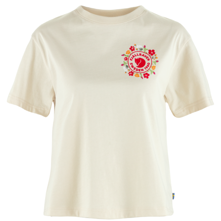 Damen-T-Shirt Fjällräven Fjällblomster Logo T-shirt W weiß Chalk White