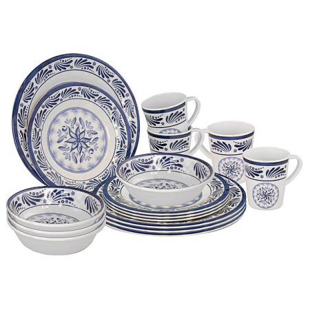 Geschirrset Bo-Camp Old Dutch 16 100% Melamine blau/weiß Blue/White