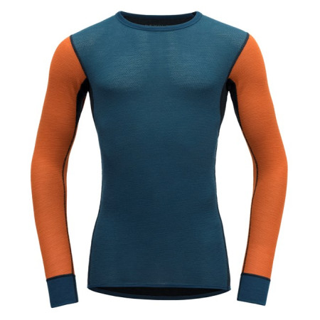 Herren-T-Shirt Devold Wool Mesh Man Shirt blau/orange Flame