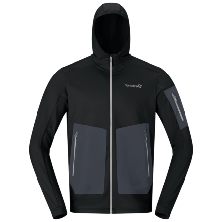 Herren Funktions-Sweatshirt Norrona falketind warm2 stretch Hood schwarz Caviar Black