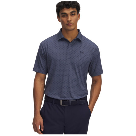 Herren-T-Shirt Under Armour Drive Chill Printed Polo grau Downpour Gray / White / Midnight Navy