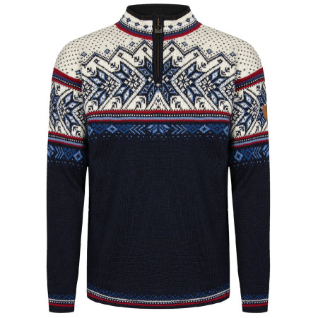 Herrenpullover Dale of Norway Vail Masc Sweater dunkelblau Midnightnavy Redrose Offwhite