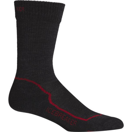 Herrensocken Icebreaker Mens Hike+ Light Crew (2020) schwarz JetHthr/Red/Black