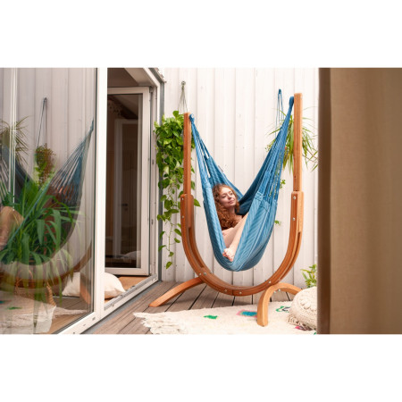 Schaukelstuhl mit Ständer La Siesta Udine Organic Blue Zebra