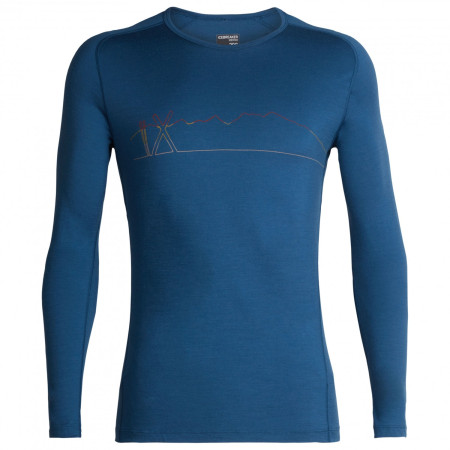 Herren-T-Shirt Icebreaker Mens 200 Oasis Deluxe Raglan LS Crewe Single Line Ski blau PrussianBlue