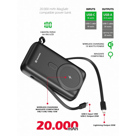 Kabellose Powerbank Swissten POWER BANK 20000 mAh PD 20W