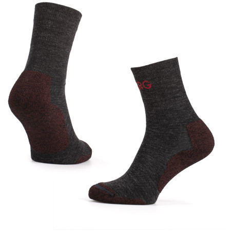 Damensocken Warg Trek Merino grau/rot