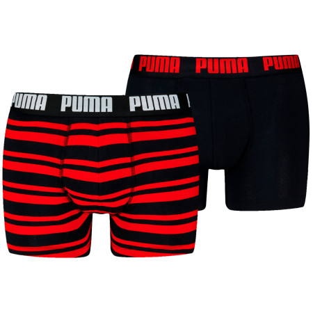 Herren-Boxershorts Puma Everyday Striped Boxers 2P schwarz/rot Red / Black