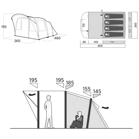 Familienzelt für 4 Personen Easy Camp Senja 4 Air