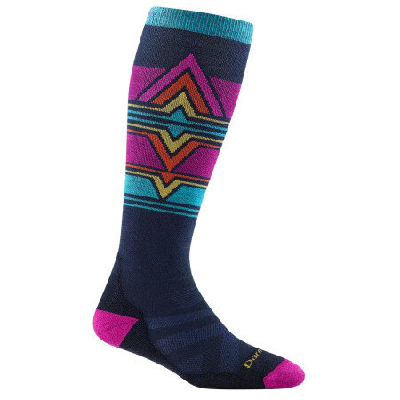 Damen-Kniestrümpfe Darn Tough Echo Otc rosa/blau eclipse