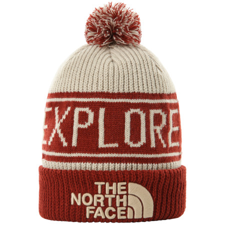 Mütze The North Face Retro Tnf Pom Beanie weiß/rot BrickHouseRed/Flax