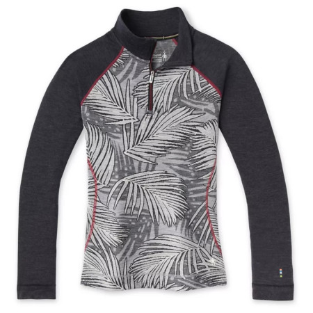 Damen-Funktionsshirt Smartwool W Merino 250 Bl Pattern 1/4 Zip Boxed schwarz/grau LightGrayPinwheel