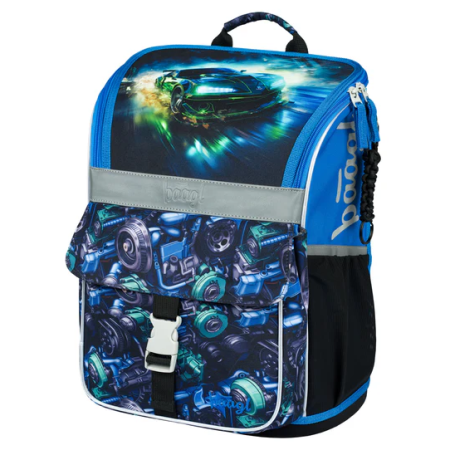 Schulrucksack für Unterstufe Baagl Zippy blau/schwarz Závodní auto