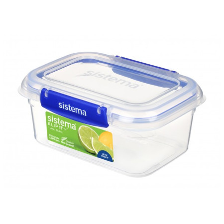 Lebensmittelbox Sistema Rectangle Klip It Plus 1l Transparent Transparent, blue clips
