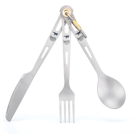 Besteck Keith Titanium 3-Piece Titanium Cutlery Set grau