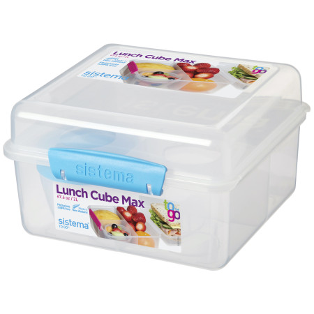 Lebensmittelbox Sistema Lunch Cube Max with Yogurt Pot blau