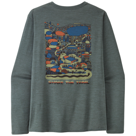 Herren-T-Shirt Patagonia M's L/S Cap Cool Daily Graphic Shirt - Lands grün Commontrail: Nouveau Green X-Dye