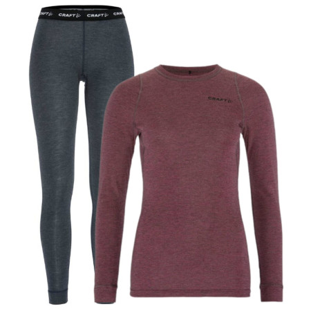 Damen Funktionsset Craft Core Wool Merino rot Rouge Melange