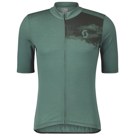 Herren Radtrikot Scott M's Gravel Merino SS dunkelgrün smoked green/black