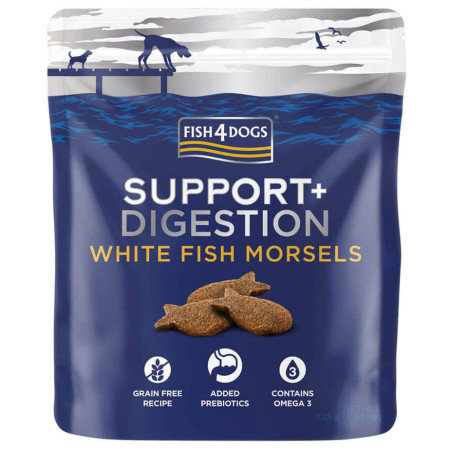 Hundeleckerlis Fish4Dogs Digestion White Fish Morsels 225g