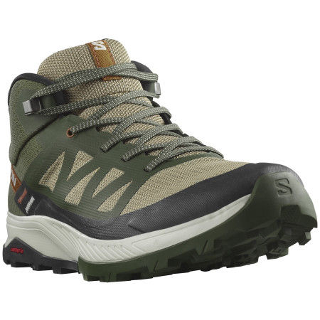 Herrenschuhe Salomon Outrise Mid Gore-Tex hell-khaki/dunkel-khaki Olive Night / Rainy Day / Sugar Almond