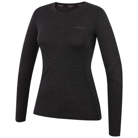 Damen-T-Shirt MOOA MerinoSilk 160 long schwarz black melange