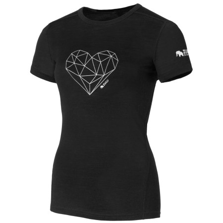 Damen-T-Shirt Zulu Merino 160 Short Heart schwarz black