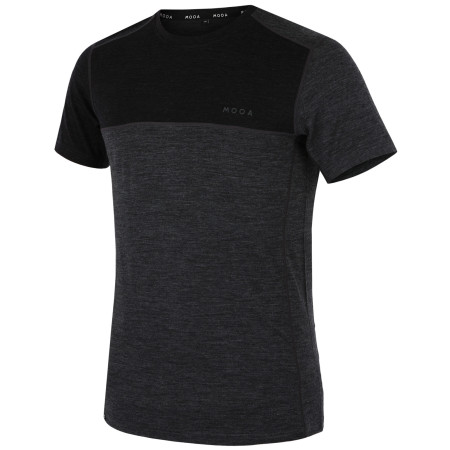 Herren-T-Shirt MOOA MerinoSilk Block 160 short schwarz black melange