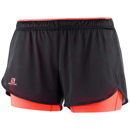 Damenshorts Salomon Agile 2in1 Short W schwarz/orange Black/FieryCoral