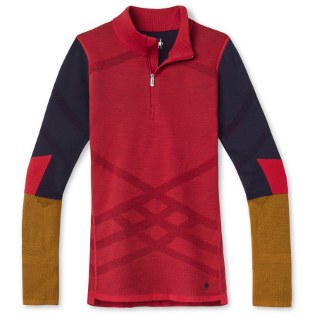 Damen-Funktionsshirt Smartwool W Intraknit Merino 200 Colorblock 1/4 Zip rot pomegranate