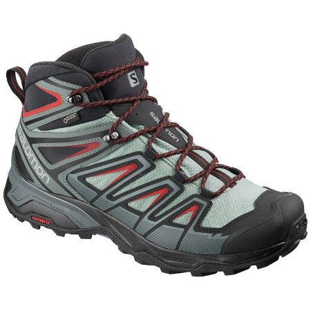 Herrenschuhe Salomon X Ultra 3 Mid GTX Bossa Nova grau/rot Lead/StormyWeather/BossaNova