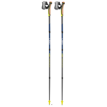 Trekkingstöcke Leki Traveller FX.One Carbon grau silvergray-midnightblue dark metallic-neonyellow