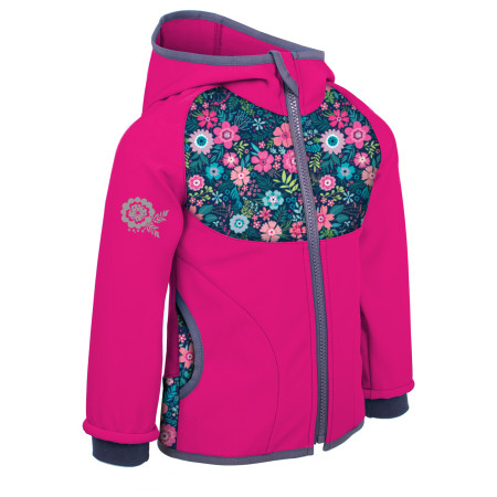 Kinder-Softshell-Jacke Unuo Vliesmuster rosa