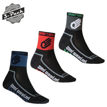 Socken Sensor 3-Pack Race Lite Hand schwarz black, red, blue