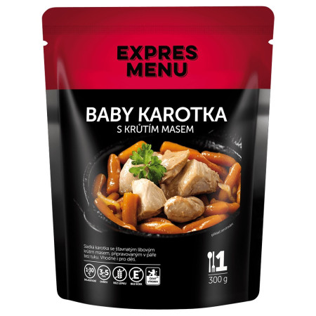 Fertigessen Expres menu Putenfleisch mit Babykarotten 300g