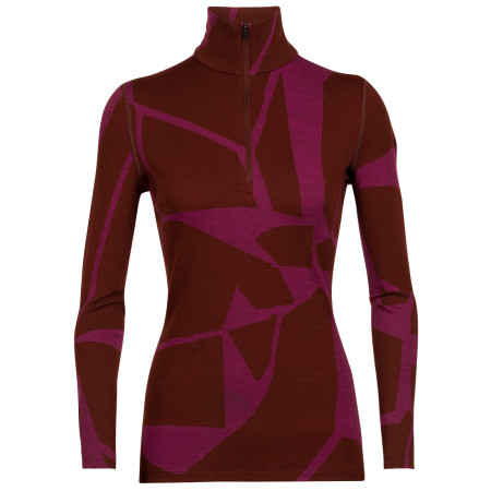 Damen Funktions-Sweatshirt Icebreaker 250 Vertex LS Half Zip Fractured Landscapes rot espresso/cherry/j