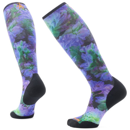 Ski-Socken Smartwool W Ski Tc Electric Lotus Print Otc schwarz/blau Black