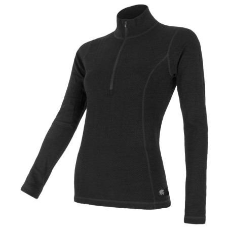 Damen-Funktionsshirt Sensor Merino DF mit Reißverschluss schwarz Black