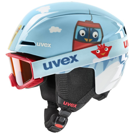 Set Helm und Brille Uvex Viti set 2023 hellblau light blue birdy