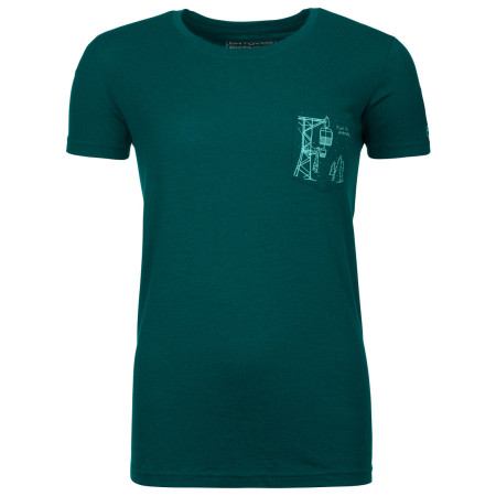 Damen-T-Shirt Ortovox W's 185 Merino Way To Powder TS grün PacificGreen