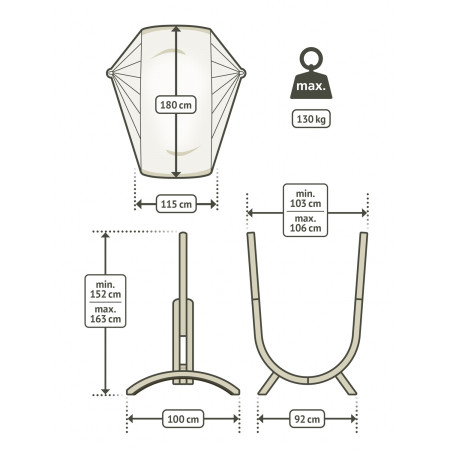 Schaukelstuhl mit Ständer La Siesta Udine Organic Zebra