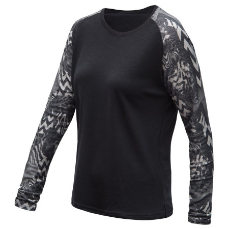 Damen-Funktionsshirt mit langen Ärmeln Sensor Merino Blend Impress schwarz/grau černá/zebra