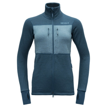 Damen Funktions-Sweatshirt Devold Egga Grid Merino Jkt blau/hellblau Flood/Moon