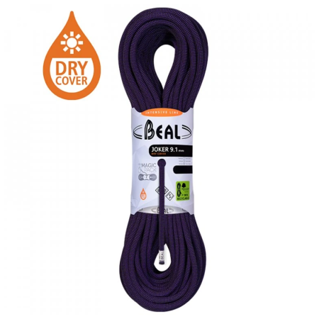 Kletterseil Beal Joker 9,1 mm (70 m) Dry Cover lila PURPLE