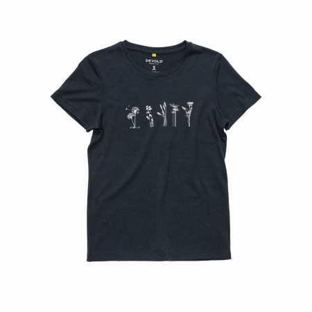 Damen-T-Shirt Devold Classic "Flowers" Tee Wmn dunkelblau INK