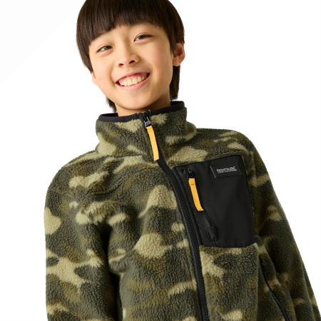 Kinder-Funktions-Sweatshirt Regatta Junior Frankie Warm Fleece Bark Green Camo