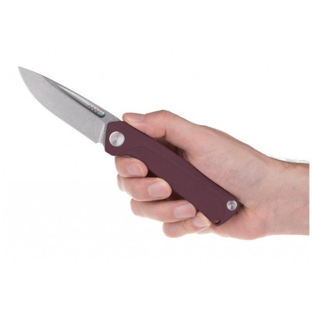 Klappmesser Acta non verba Z200 Stonewash/Plain Edge, G10 rot Red